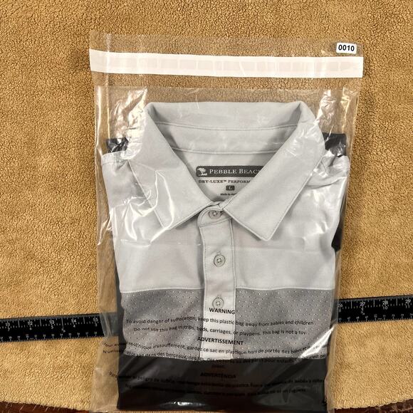 Pebble Beach Golf Men's Dri-Luxe Performance Polo Shirt Black Gray Size Large - Picture 8 of 8